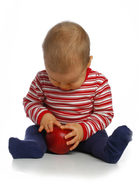 baby with apple